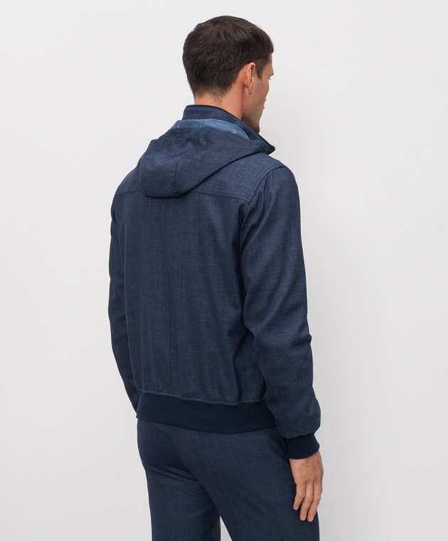 Enrico Mandelli Синяя куртка из шерсти, шелка и льна 3L515A6043 изображение 4