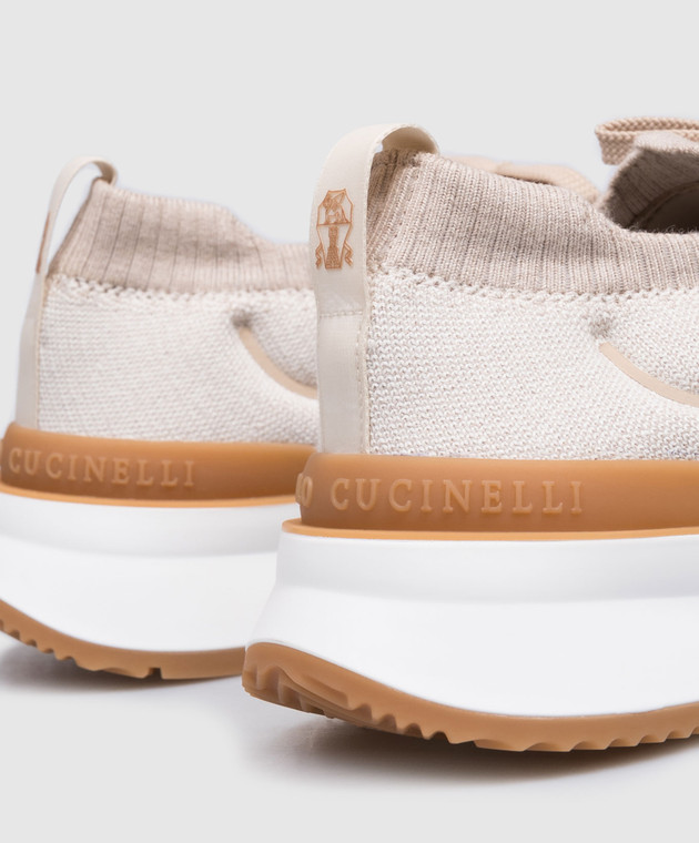 Brunello Cucinelli Бежеві кросівки з фактурним логотипом MZUEHRO342 зображення 5