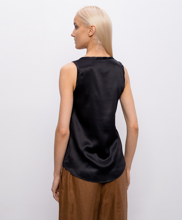 Brunello Cucinelli Черный топ из шелка MPC59E0600 изображение 4