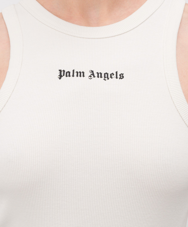 Palm Angels Майка цвета айвори в рубчик PWAC024S26JER001 изображение 5