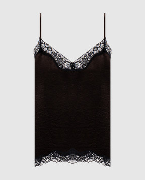 Twinset Коричневый топ с кружевом 262TP2112