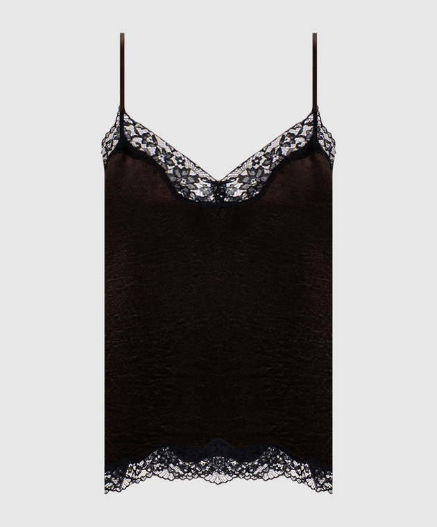 Twinset Коричневий топ з мереживом 262TP2112