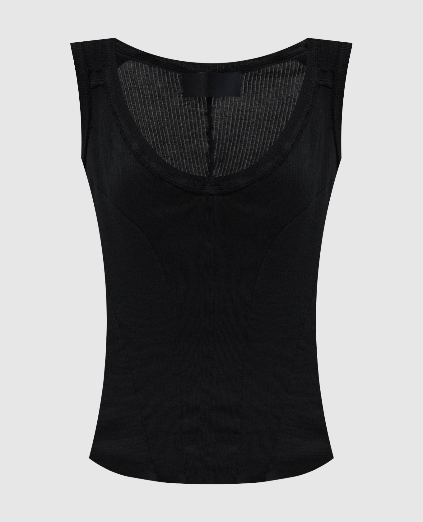 Черная майка в рубчик