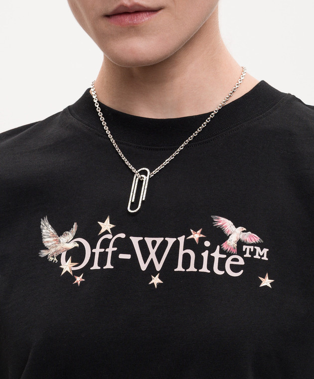 Off-White цепочка с подвеской Paperclip с кристаллами OWOB146S26MET001 изображение 2