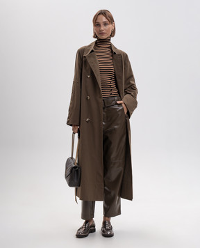 Twinset Тренч кольору хакі з металевим логотипом 262TP270A