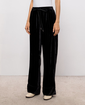 Ermanno Scervino Черные бархатные брюки с шелком D492P301XTC