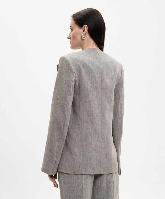 Loulou de Saison Серый двубортный жакет SUNA с льном SUNA изображение 4