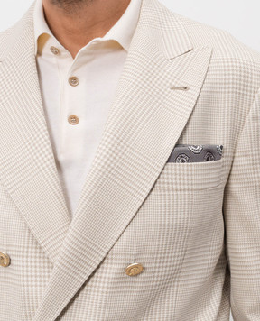 Brunello Cucinelli Серый платок-паше из шелка в узор MX8740091