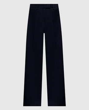 Brunello Cucinelli Синие брюки из шерсти в узор MP188P9318