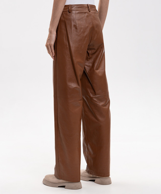 Max Mara Коричневі шкіряні штани LEGNO MSTLEGNO зображення 4