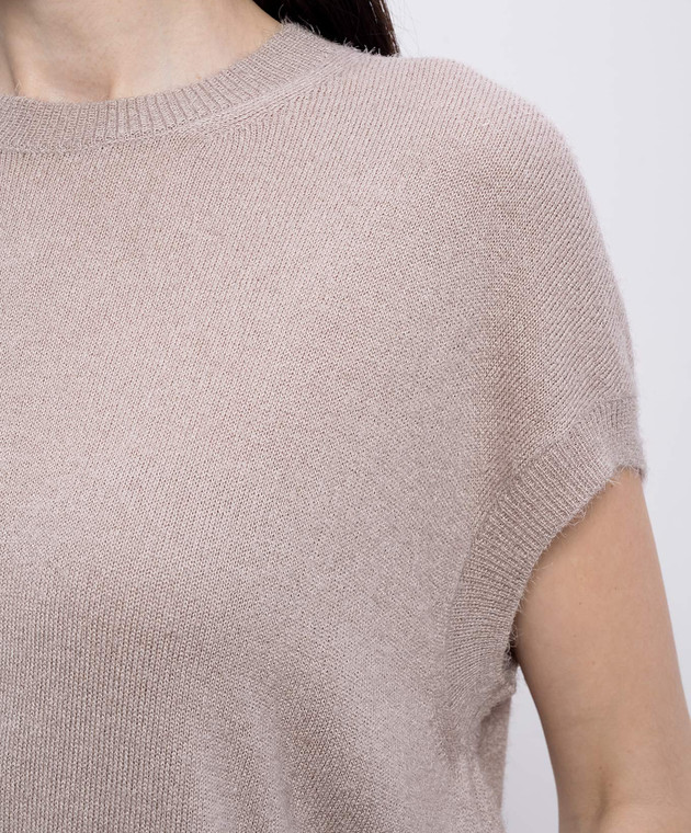 BOBOUTIC Бежевий топ із шовку та кашеміру 5081 зображення 5