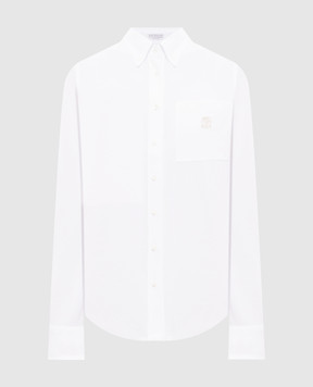 Brunello Cucinelli Белая рубашка с вышивкой эмблемы ML944VT706