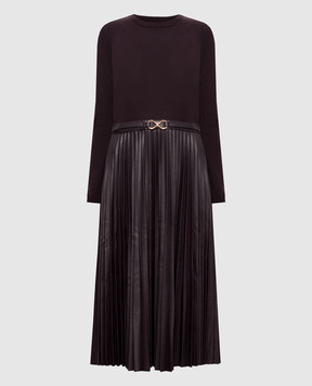 Twinset Коричневое платье с плиссированием 262TT3430