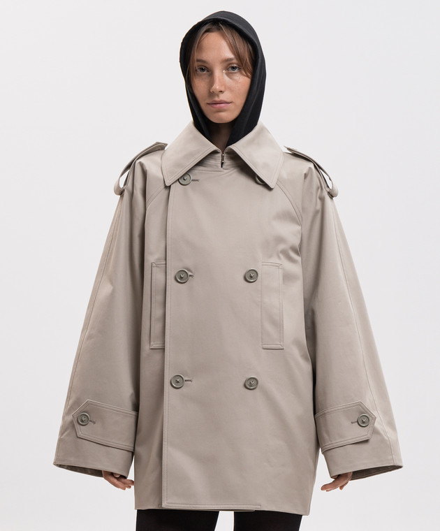 Balenciaga Бежевый тренч с патчем логотипа 872299TKP07 изображение 3