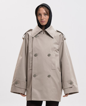 Balenciaga Бежевый тренч с патчем логотипа 872299TKP07
