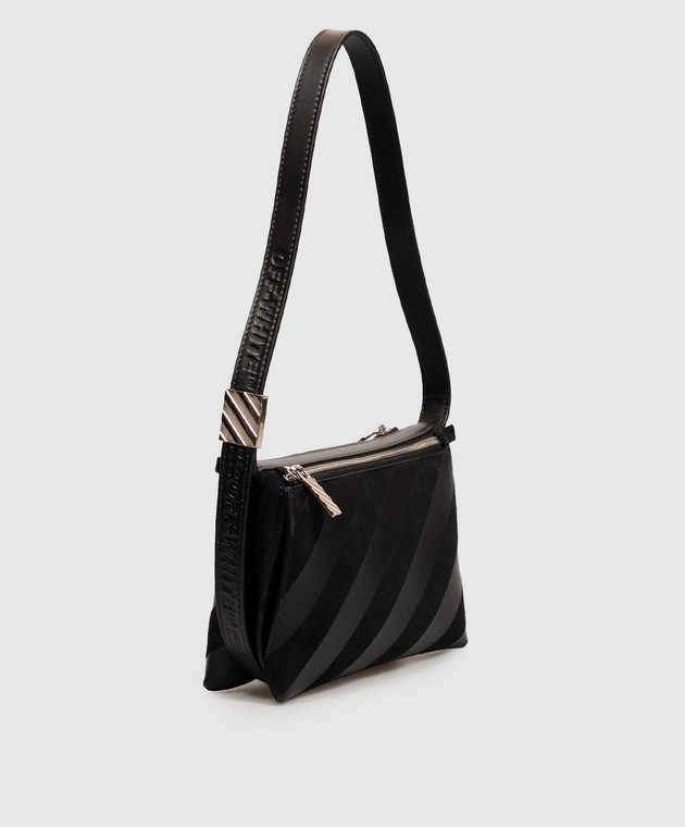 Off-White Черная кожаная сумка Sandbag 404 с принтом Diag OWWNN10F26LT01 изображение 3