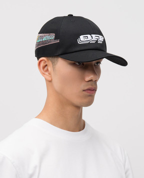 Off-White Чорна кепка Train з логотипом OMLA04AF25FAB00C