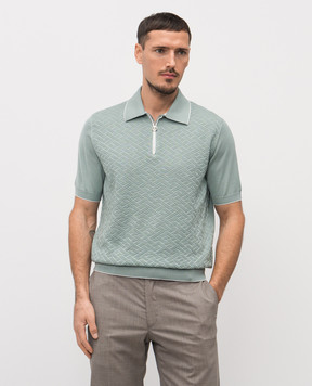 Stefano Ricci Зеленое поло из шелка в узор K616452P31F26117