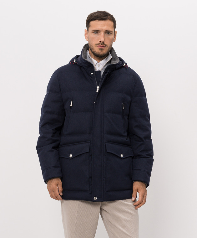 Brunello Cucinelli Синій пуховик з вовни MM4701823 зображення 3
