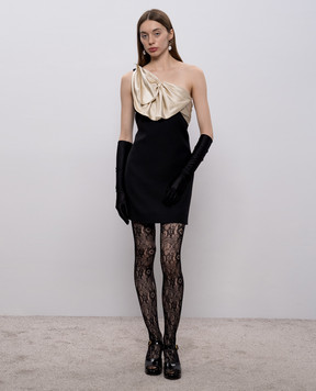 Valentino Черное платье на одно плечо из шерсти и шелка 8B3VAHX51CF