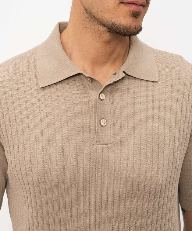 Bilancioni Бежеве поло в рубчик BE2661054772 зображення 5