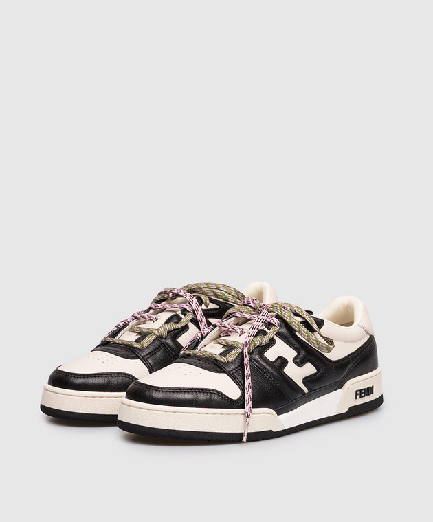 Fendi Бежевые кожаные кроссовки Match 8E8943AY1Q изображение 2