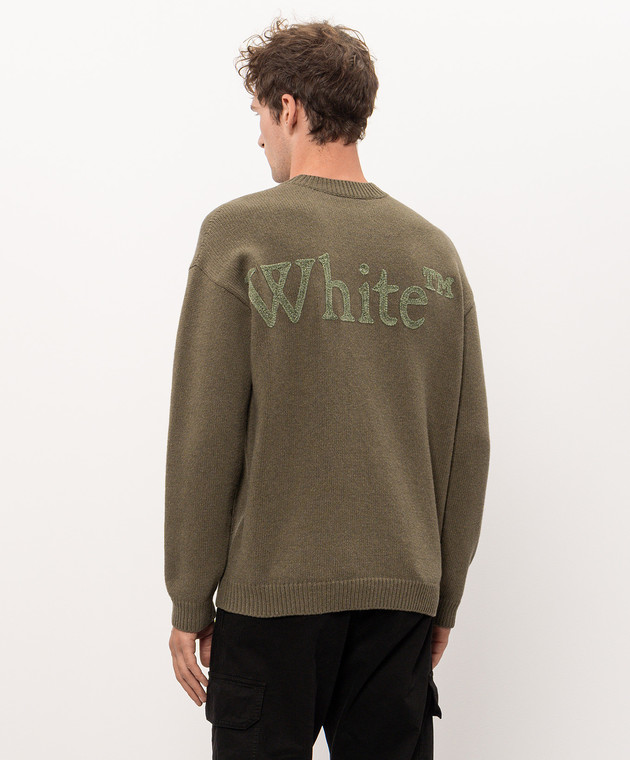 Off-White Свитер цвета хаки с шерстью 44MHE20QF26K001 изображение 4