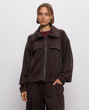 Brunello Cucinelli Коричнева спортивна куртка з шовком MP828B2B06
