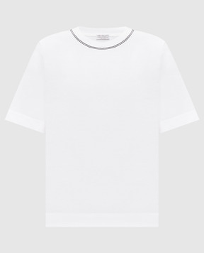 Brunello Cucinelli Біла футболка з ланцюжком M0T81BZ100