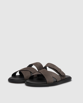 Doucal's Коричневые шлепанцы из нубука DU3299MYKOUF249