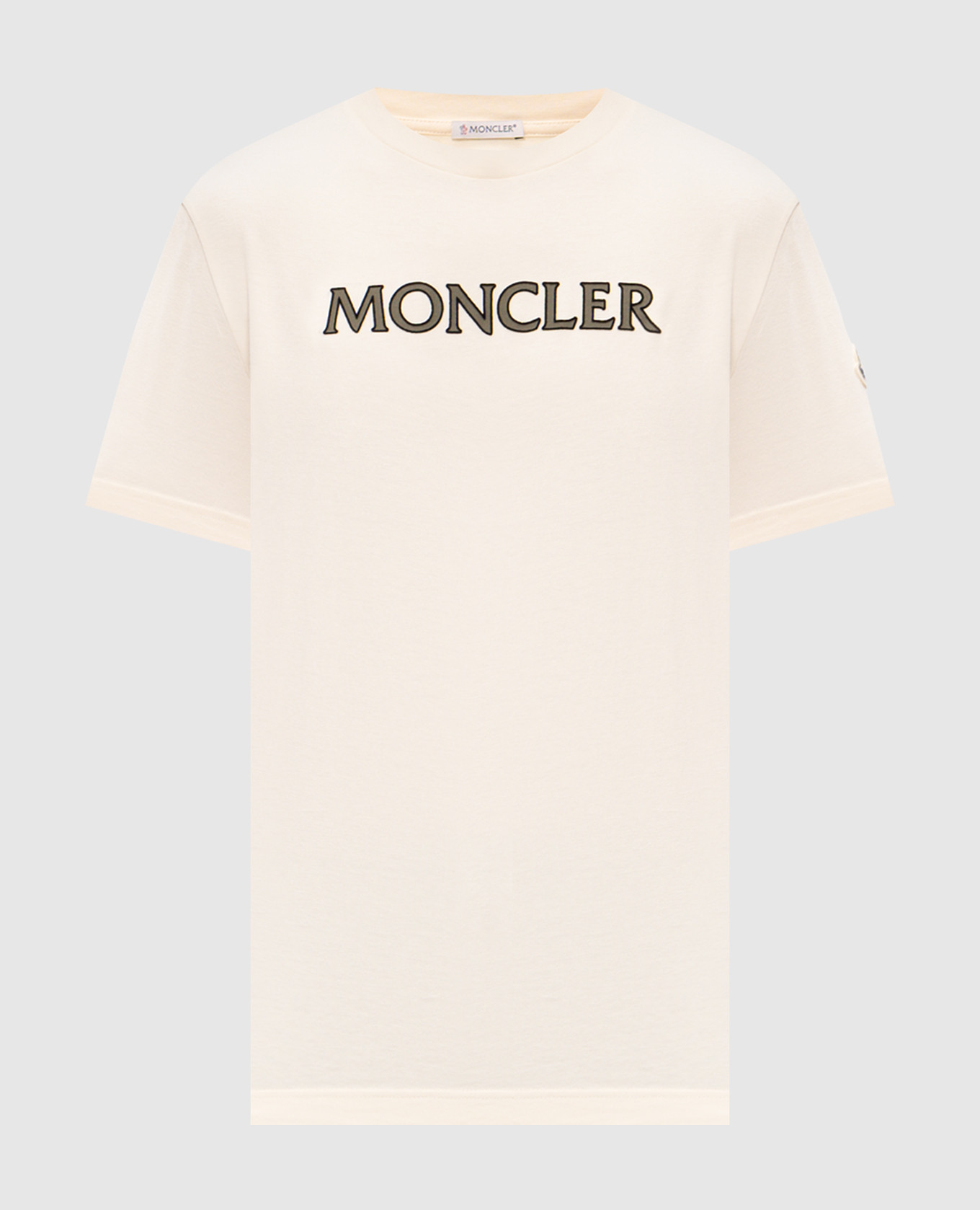 Бежевая футболка с фактурным логотипом