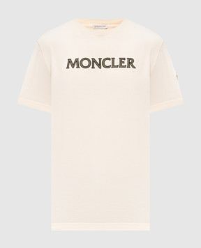 Moncler Бежева футболка з фактурним логотипом L10918C0007589B8U