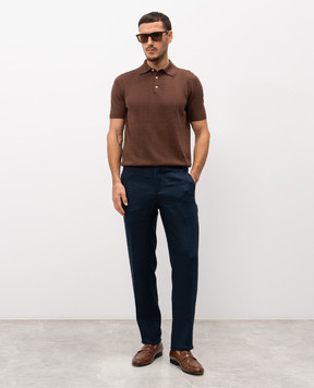 Kiton Сині штани з льону UPN01H09690