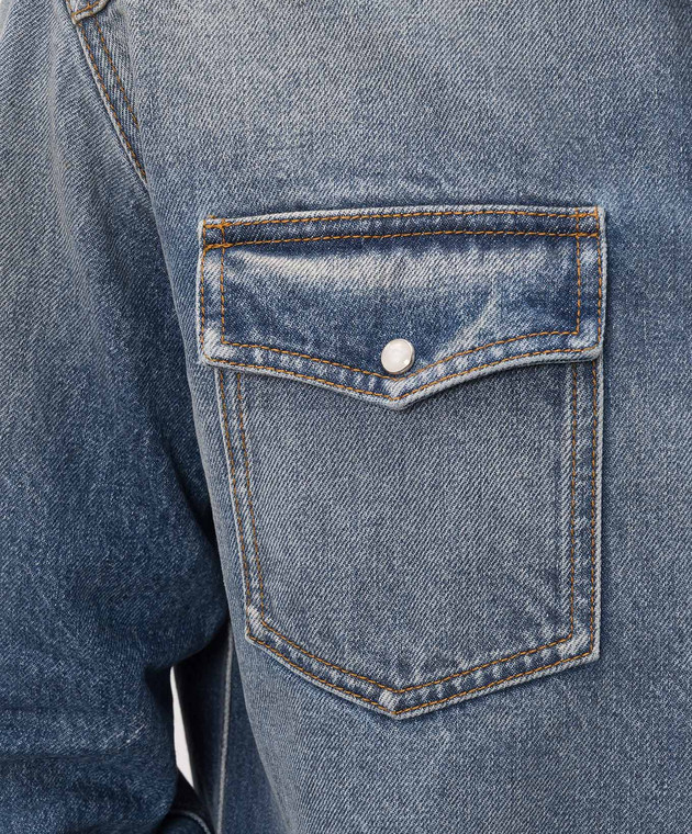 Maison Margiela MM6 Синяя джинсовая рубашка с принтом логотипа SH0DT0053M30058 изображение 5