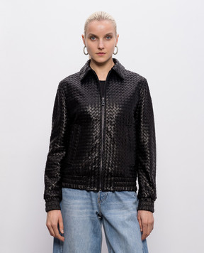 Babe Pay Pls Черная кожаная куртка с плетением 2402BOTBOTTEGA