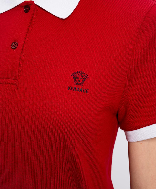 Versace Красное поло с вышивкой 10242351A17681 изображение 5