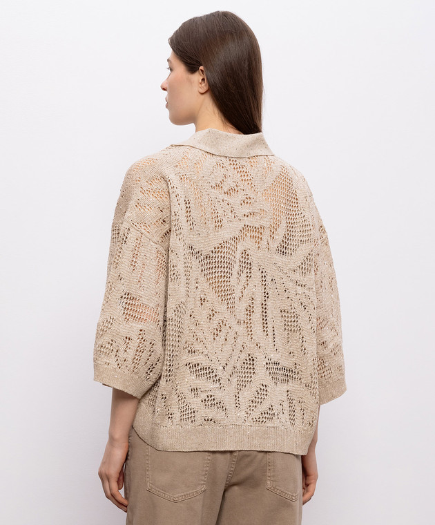 Brunello Cucinelli Бежевий пуловер з льону MDT771005 зображення 4