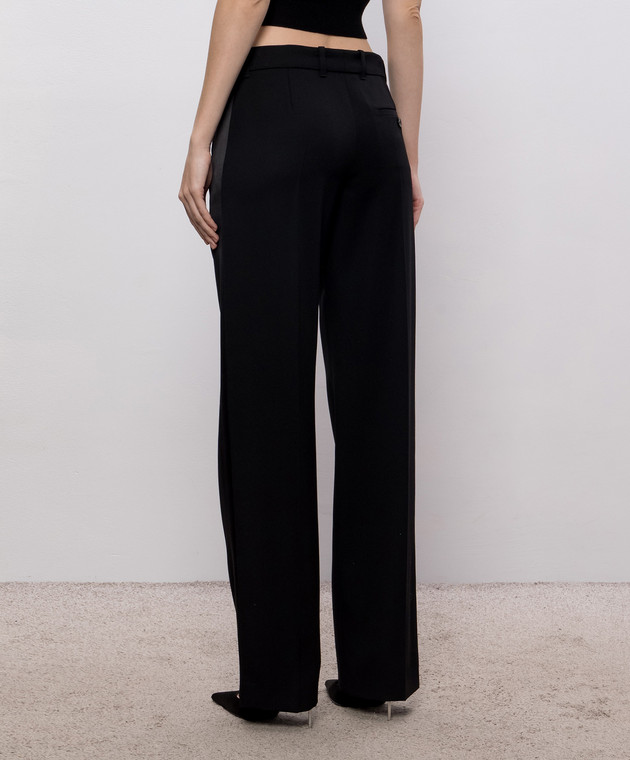 Alexander McQueen Черные брюки из шерсти с лампасами 876722QJAAC изображение 4