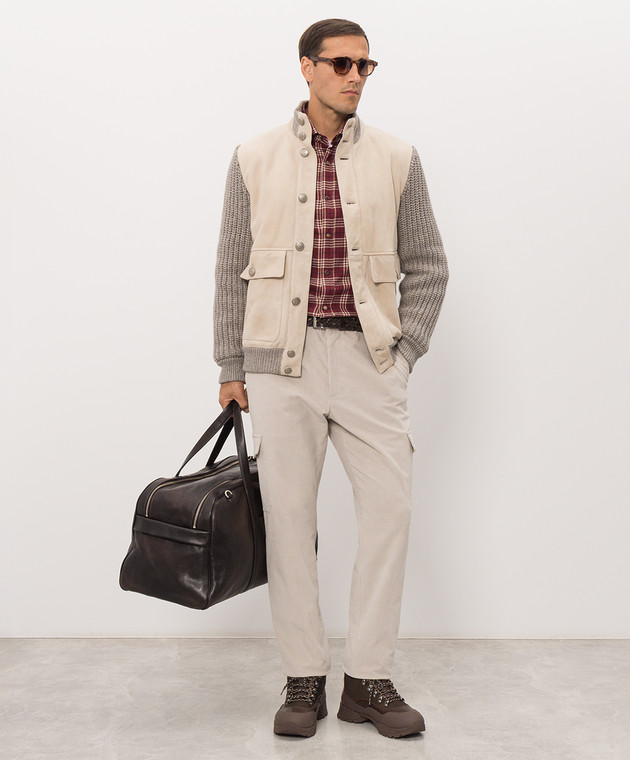 Brunello Cucinelli Красная рубашка в клетку на кнопках MY6554008 изображение 2
