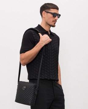 Stefano Ricci Чорна шкіряна сумка з брендовим тисненням ND155GTUMR1MR