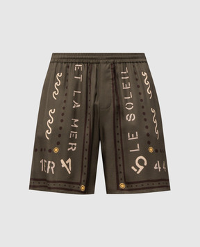 Balmain Шорты цвета хаки с принтом GH0PA145VI82