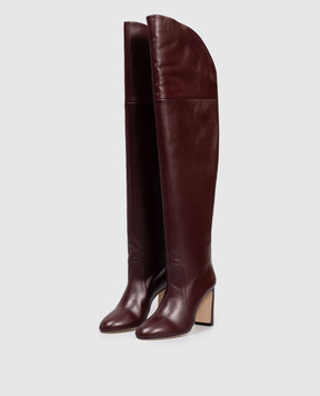 Stuart Weitzman Бордовые кожаные ботфорты BABETTE SM453