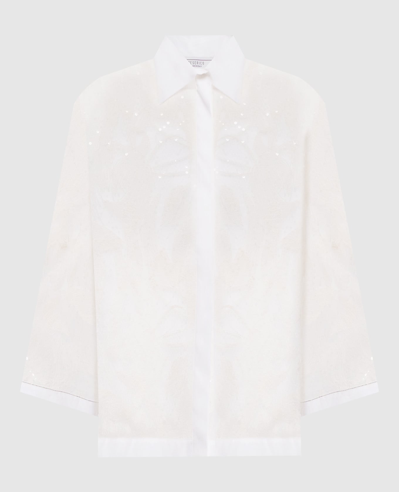 Белая блуза с шелком с вышивкой