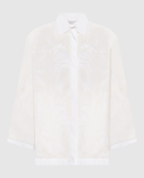 Peserico Біла блуза із шовком з вишивкою A0637303701