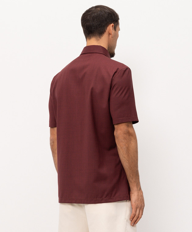 Brunello Cucinelli Бордове поло з вовни з принтом емблеми MM6701301F зображення 4