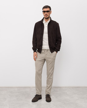 Enrico Mandelli Коричневая замшевая куртка с вышивкой логотипа 3T920A7405