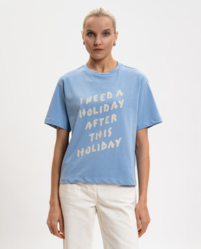 Max & Co Блакитна футболка з написом MCLFERIALE