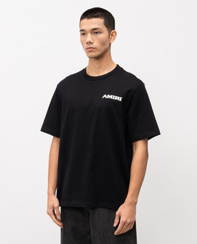 AMIRI Чорна футболка з принтом логотипа AMTOJR1041