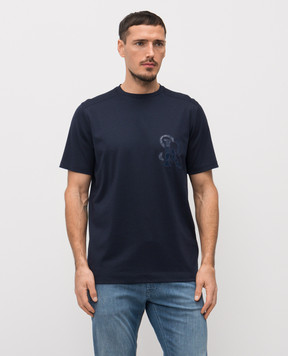 Stefano Ricci Синяя футболка с кашемиром MVH5300100PRYABP