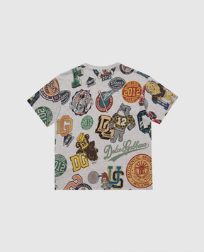 Dolce&Gabbana Детская серая меланжевая футболка в принт L4JTHVG7P6C26